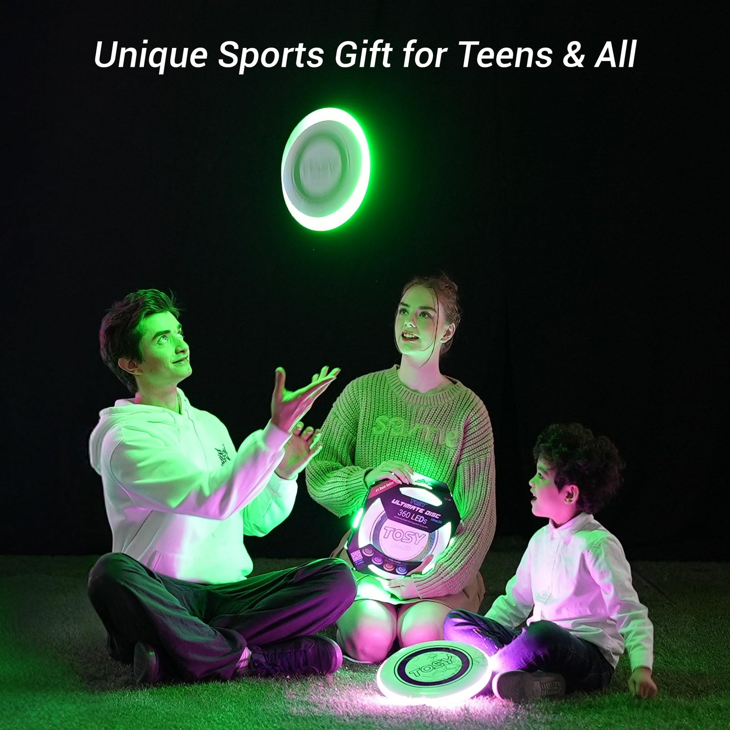 TOSY Flying Disc - 16 Million Color RGB or 36 LEDs, Extremely Bright, Smart Modes, Auto Light Up, Rechargeable, Easter, Birthday & Camping Gift for Men/Boys/Girls/Teens/Kids, 175g
