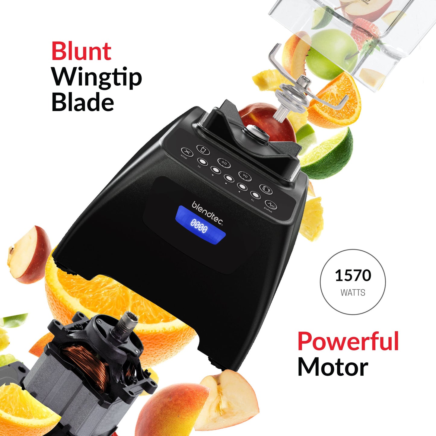 Blendtec Classic 575 Blender- WildSide+ Jar (90oz) and Four Side Jar (75oz) BUNDLE- 4 Pre-programmed Cycles-5-Speeds - Professional-Grade Power-Self-Cleaning - Black