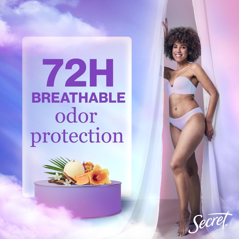 Secret Fresh Antiperspirant Deodorant for Women, 72hr Breathable Sweat & Odor Protection, Instant Freshness & Gentle, PH Balancing Minerals, Clear Gel, Tropical Hibiscus Scent, 2.6 oz