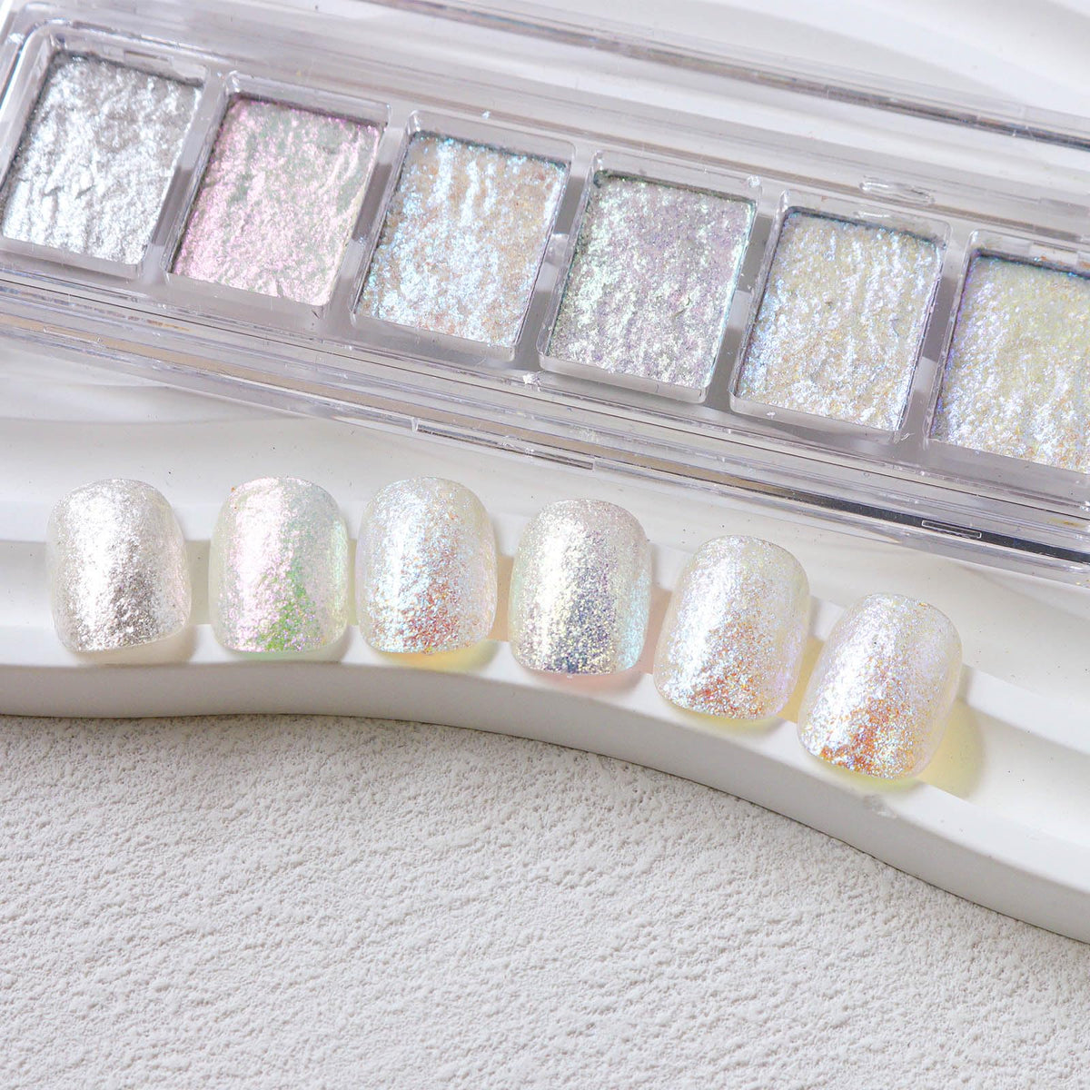 Opal Aurora Iridescent Nail Glitter,6 Colors Holographic Bling Mud Solid Foil Nail Pigment Reflective Charm Mermaid Fairy Dust Nail Powder Manicure Paillettes