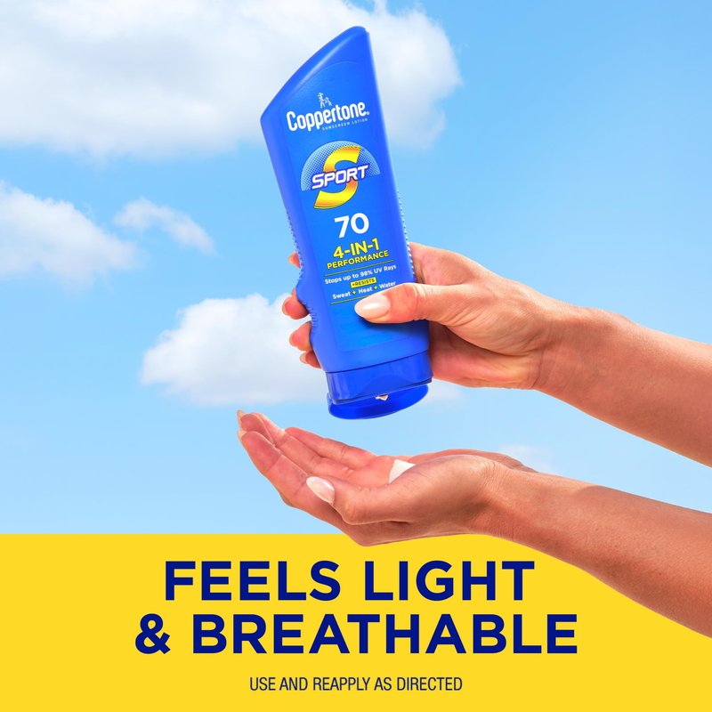 Coppertone Sport Sunscreen Lotion, Broad Spectrum SPF 70 Sunscreen Multi Pack, 7 Fl Oz, Pack of 2