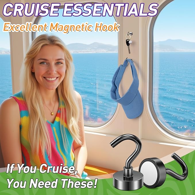150 Pack Magnetic Hooks for 2026 Cruise Cabins Beach Vacation 30lbs+ Heavy Duty Magnet with Hook Metal Magnetic Hooks for Kitchen Fridge Grills Hanging Magnet Hooks for Classroom Locker Whiteboard