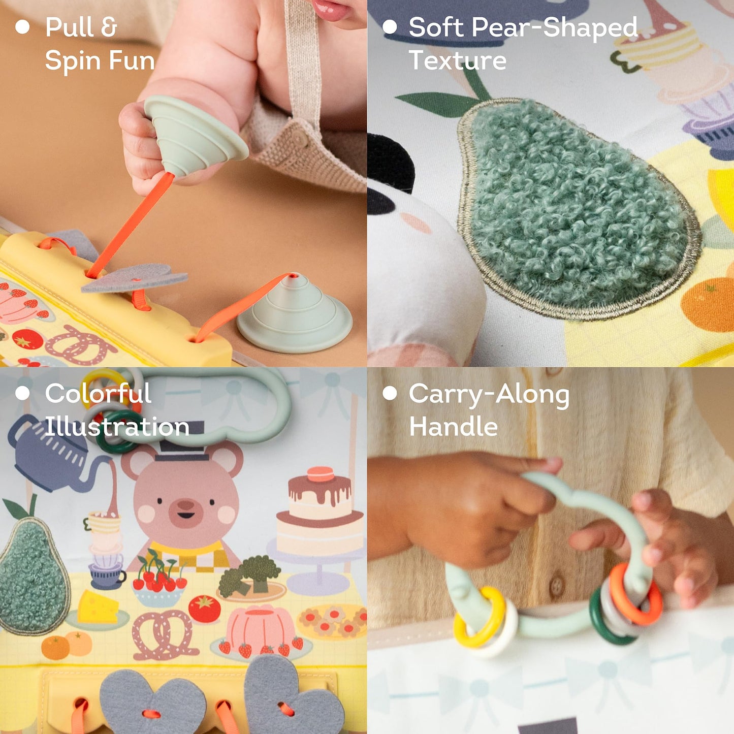 Taf Toys Play Station - 6 Months & up Multi-Sensory Montessori Busy Board for 1 Year Old - 12 Engaging Features: Silicone Pop Up, Peek-A-Boo, Mirror - Baby Busy Board - Travel Toys for Toddler 1-3