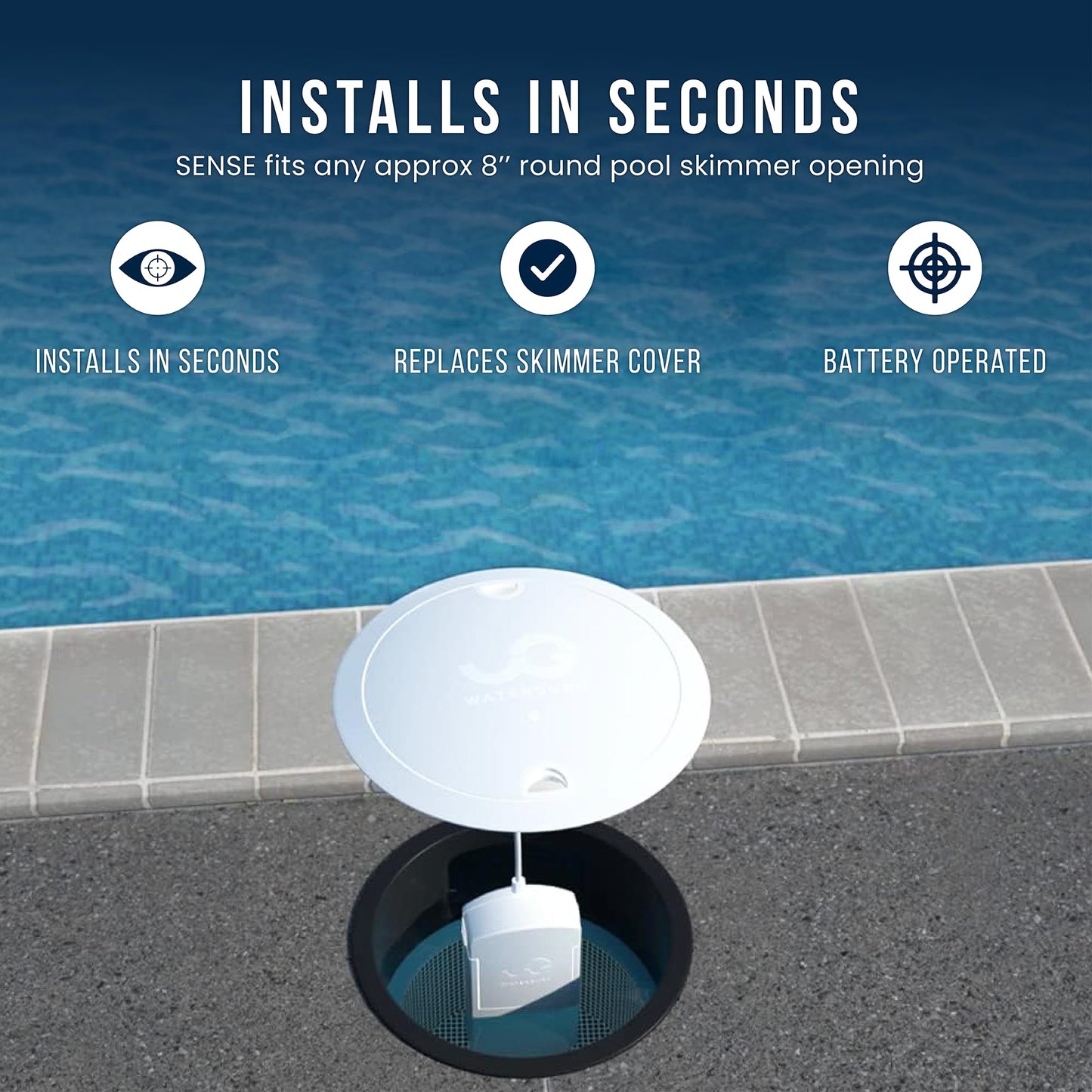 WaterGuru Sense S2 Smart Pool Monitor – Digital Pool & Spa Water Tester for Chlorine, pH, CYA & Alkalinity – Wi-Fi Enabled – Includes C5 Cassette, Float Ring & Batteries