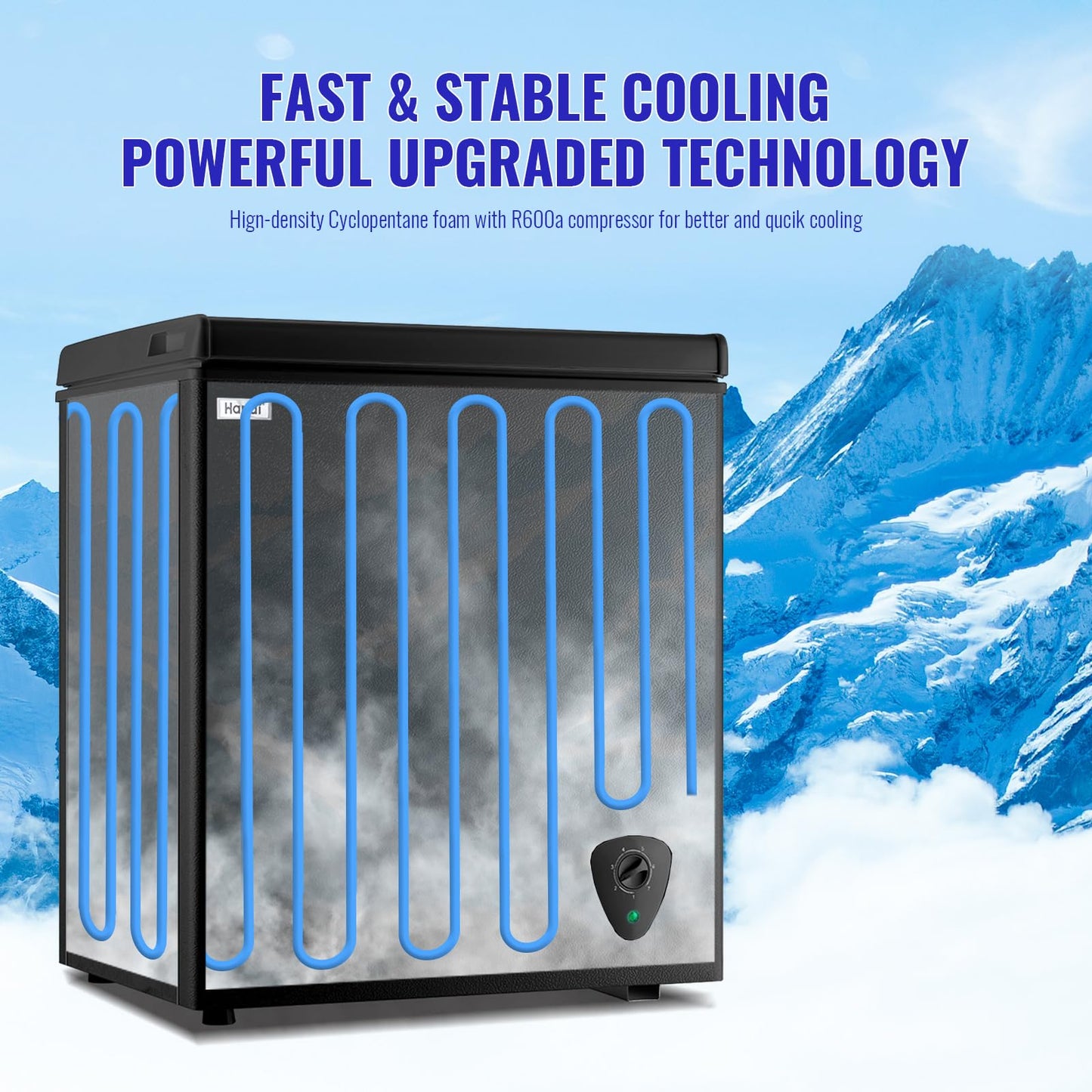 WANAI Chest Freezer Large Compact Deep Freezers Fast Freezing Freezers for Home Office Dorm, Apartment Size Freezr with Removable Basket, Wheels & Adjustable Feet, 7 Temp from -12℉ to 50℉, White