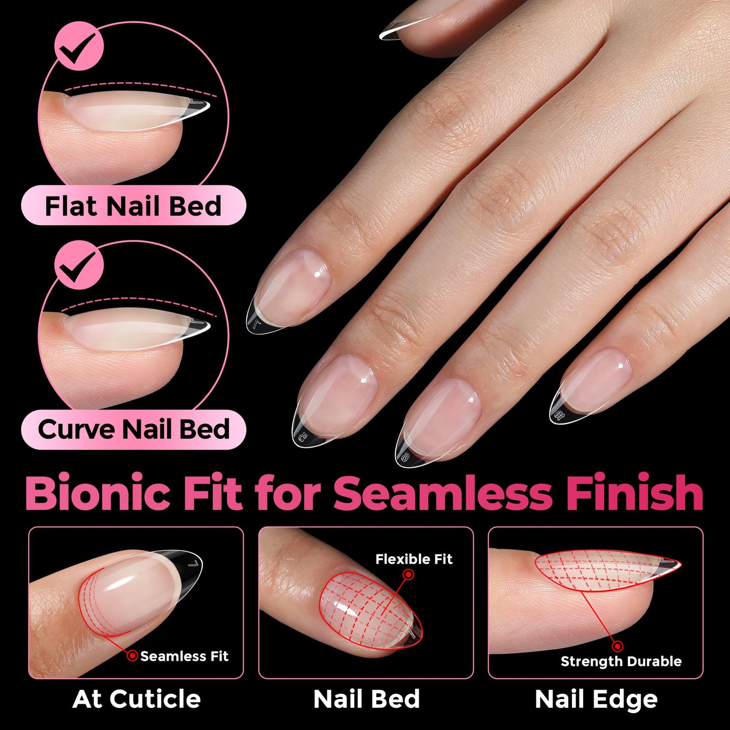 UNA GELLA Short Almond Nail Tips: 450PCS Short Fake Acrylic Nail Tips 15 Sizes Soft Pre-shape Press On Nails Almond For Full Cover Nails Extension Home DIY Salon