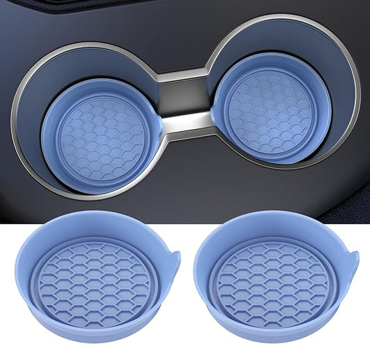Amooca Car Cup Coaster Universal Automotive Waterproof Non-Slip Cup Holders Sift-Proof Spill Holder Car Interior Accessories 2 Pack Gray Blue