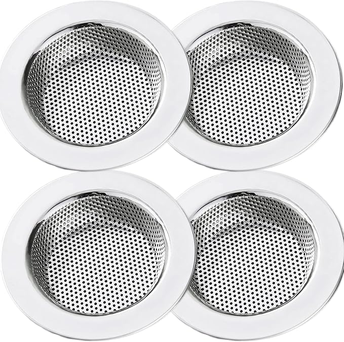 LASSHSWA Kitchen Sink Strainer Stainless Steel, Kitchen Sink Drain StrainerÃ¯Â¼ÂSink Strainers for Kitchen Sinks with Large Wide Rim 4.5" Diameter (4 Pack)