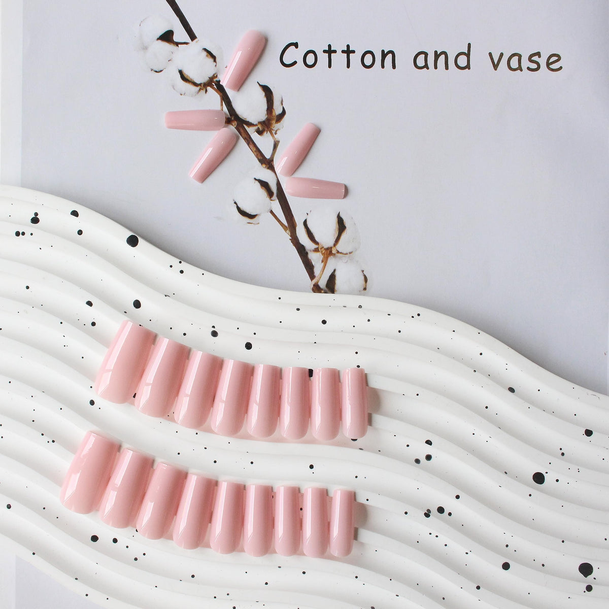 KQueenest Light Pink Press on Nails Long Medium, Sheer Pastel Pink Fake Nails Press ons, Glossy Soft Gel Glue on Nails Medium Coffin, Reusable Opaque Square Tip Stick on Nail for Women, 24 Pcs