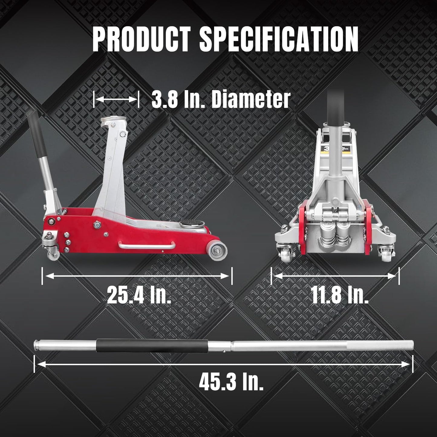Big RED Floor Jack 3 Ton,Full Aluminum Ultra Lightweight Low Profile Car Jack with Dual Piston Quick Lift Pump,Hydraulic Racing Floor Jack for Vehicle,6,000 lb Capacity,Red