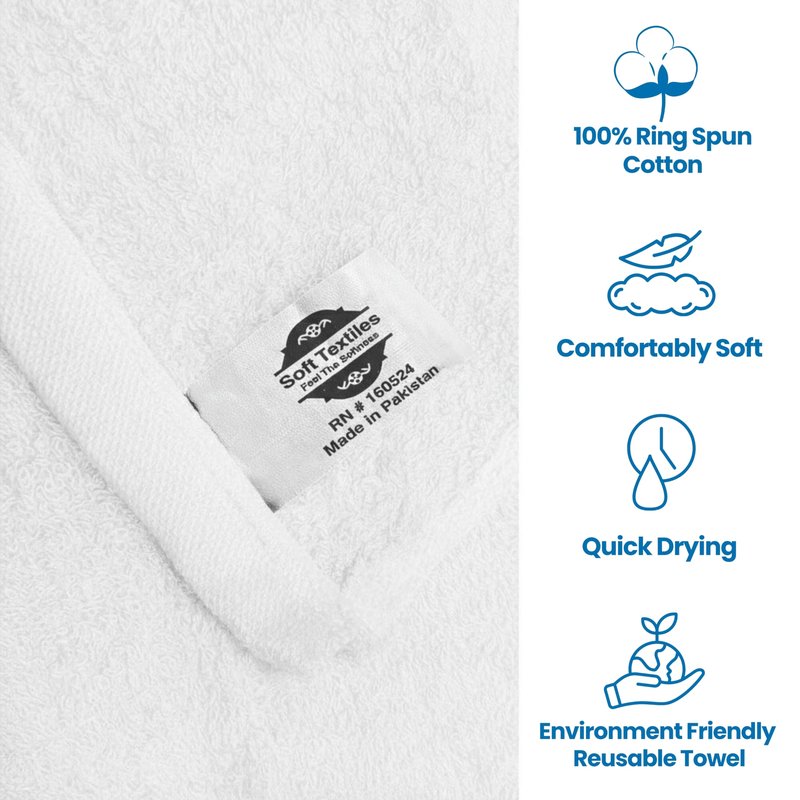 White Salon Towels - 16 x 27 Inch Soft Cotton Hand Towels for Hair Stylists, Barbers & Spas - Quick Dry, Durable Towel for Facial, Pedicure, Manicure & Massage Use - Pack of 12