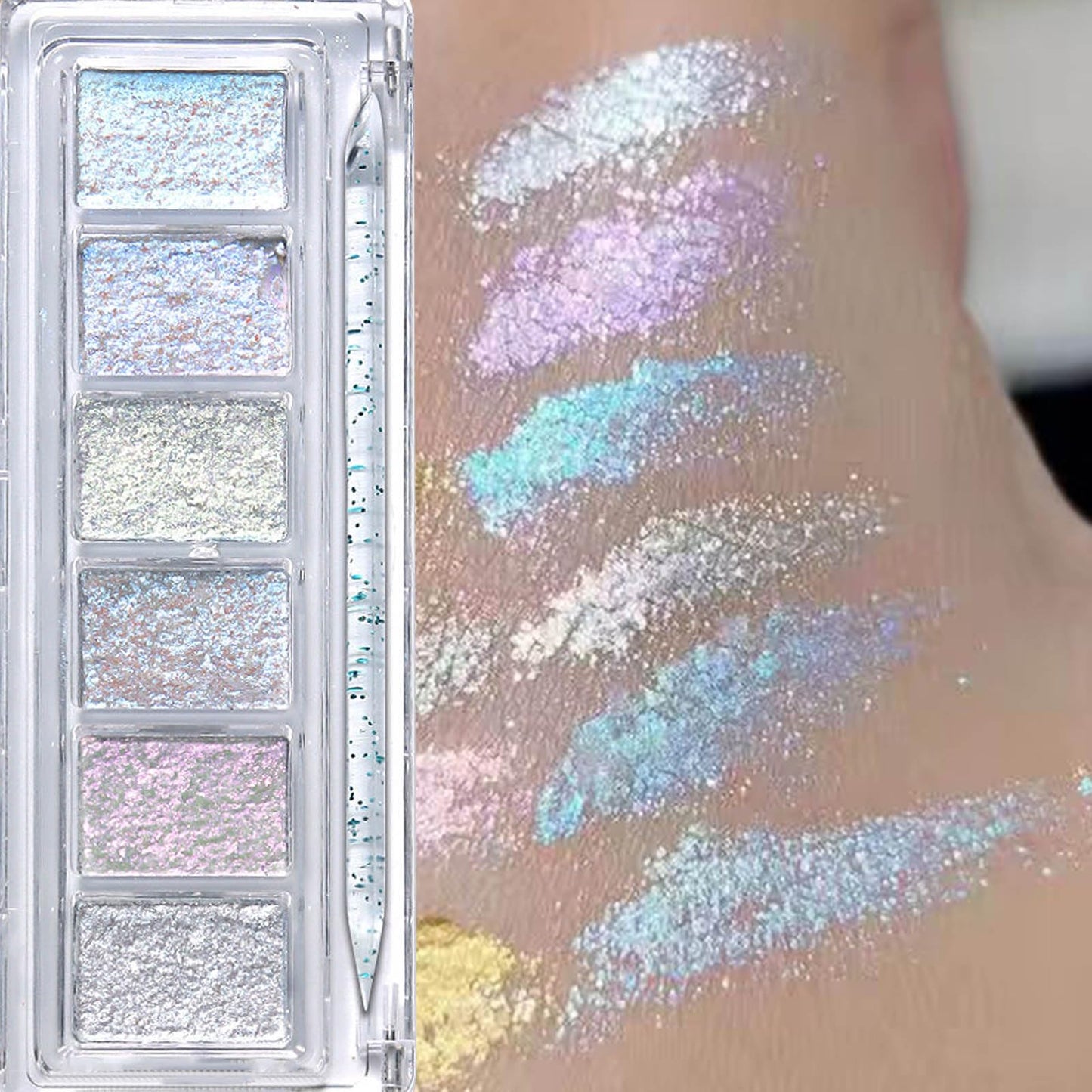 Opal Aurora Iridescent Nail Glitter,6 Colors Holographic Bling Mud Solid Foil Nail Pigment Reflective Charm Mermaid Fairy Dust Nail Powder Manicure Paillettes