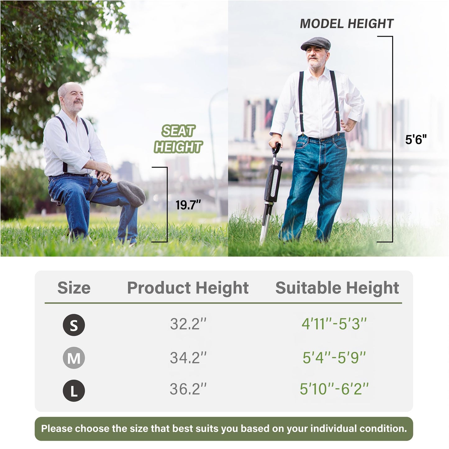 STEP2GOLD Ta-Da Chair Series 2- Portable Walking Stick, Cane with Seat, Foldable Chair, Hiking Stick, for Camping, Hiking, Lightweight Aluminum, Easy Carry, Anti-Slip (36.2"/Blue)