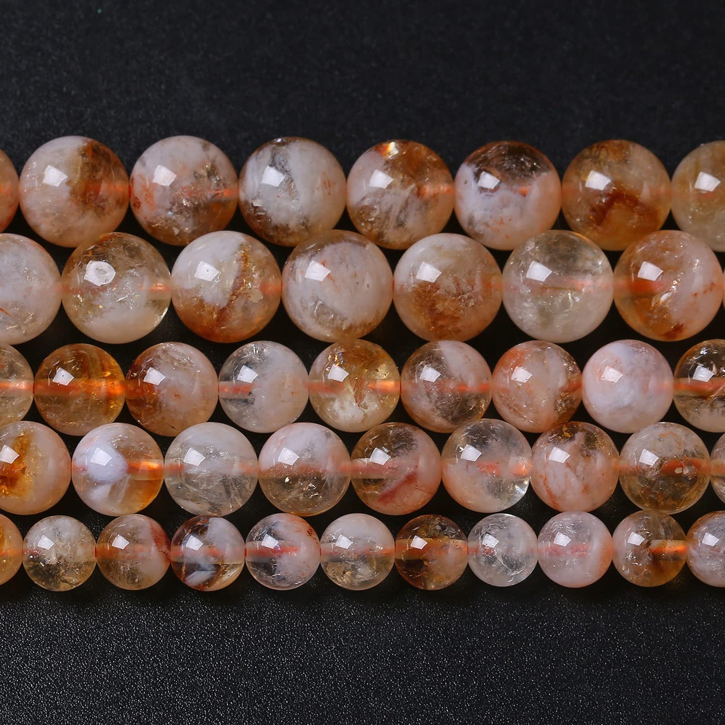 8MM 46PCS Natural Stone Citrine A Grade Quartz Crystal Loose Beads for Jewelry Making DIY Bracelet Necklace 1 Strand 15’’