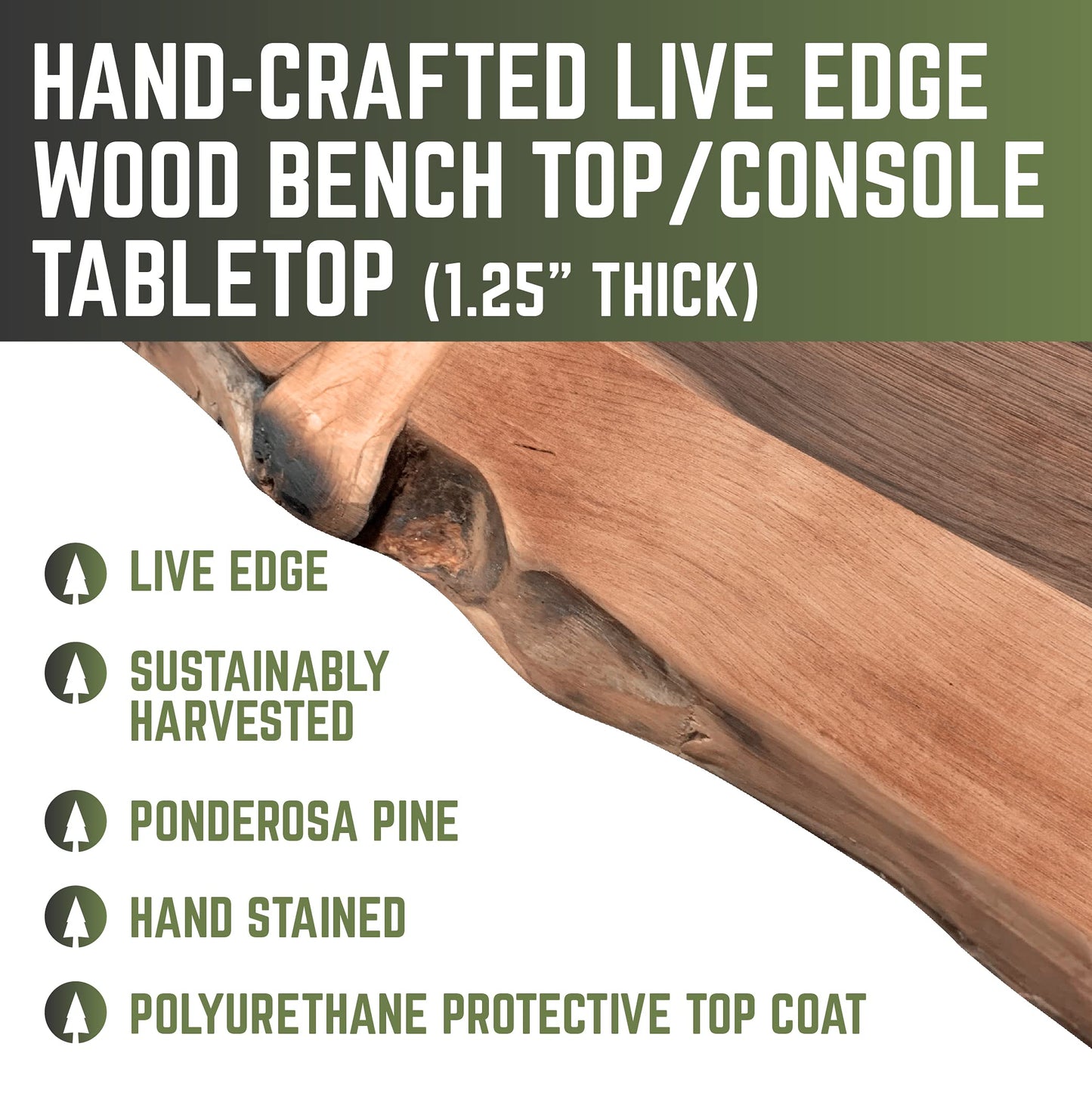 PIPE DECOR Restore Wood for Console Table Top or Bench 48 in. x 16 in. x 1.25 in. Reclaimed Ponderosa Pine Wood in Sunset Cedar Stain