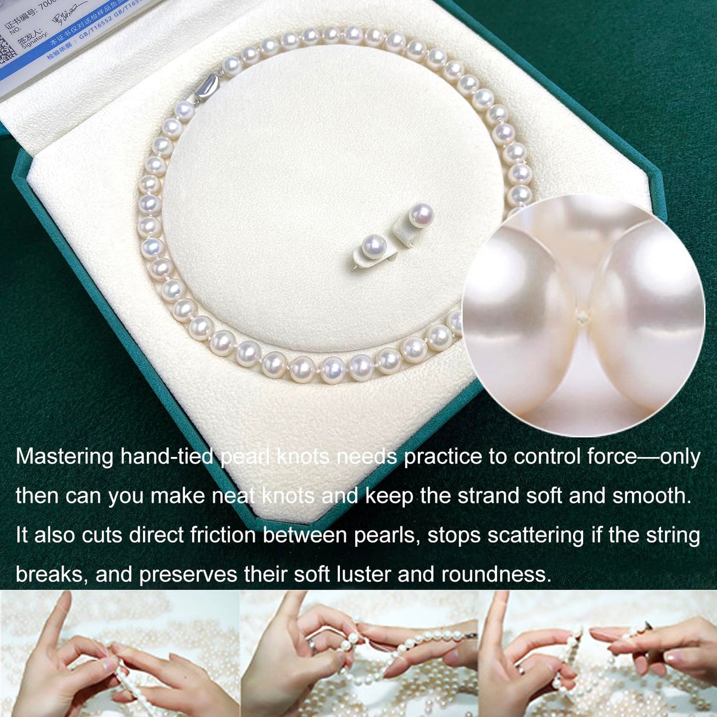 ZoVanHee Freshwater Cultured Pearl Necklace Set Includes Stud Earrings Genuine Pearl Jewelry Gift for Women for Mother's Day, Valentine's Day, Anniversary, Birthday, Wedding