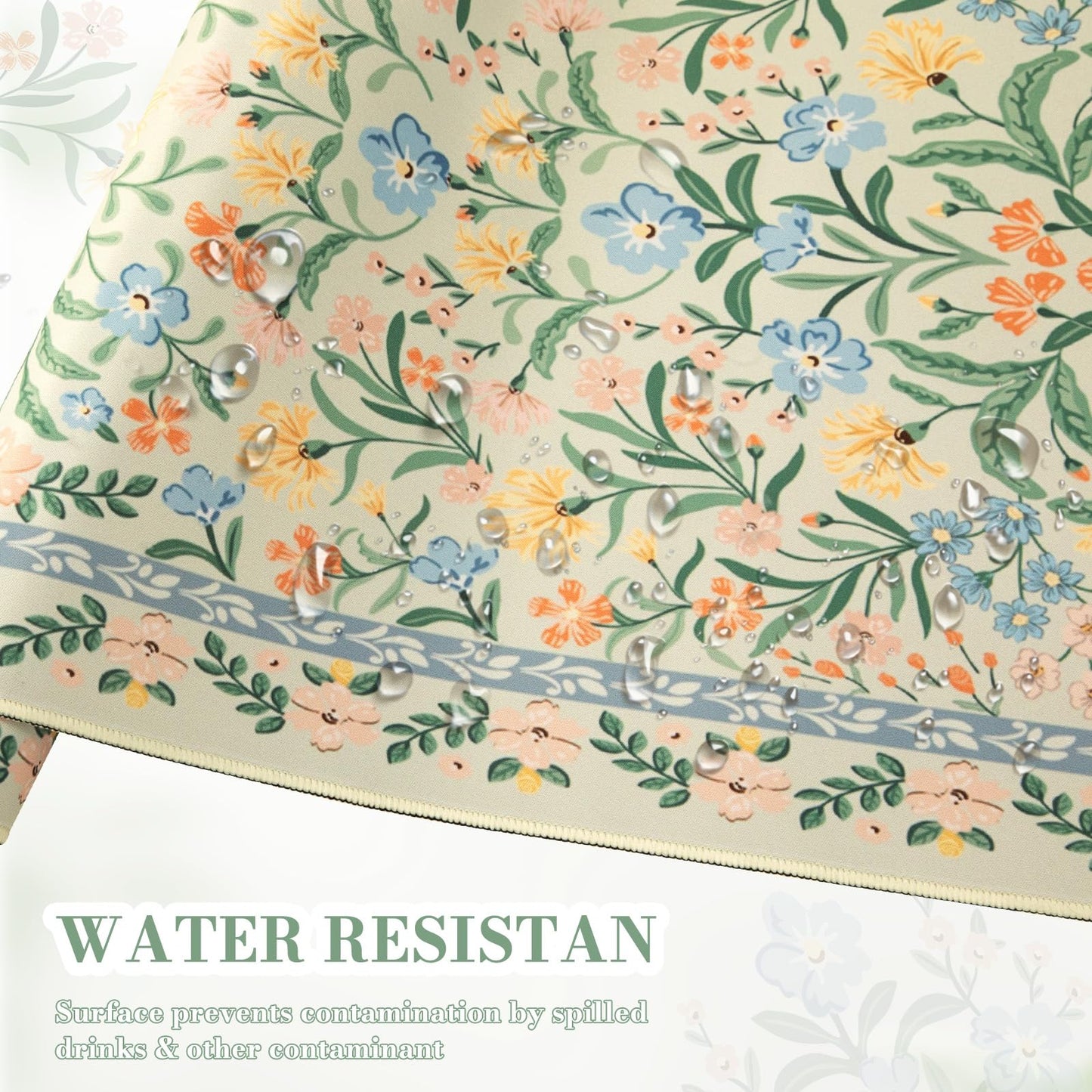 iCasso Desk Matt for Desktop, Desk Pad Mat, Green Floral Computer Mat for Keyboard and Mouse, XXL Large Mouse Pad, Anti-Slip Big Mousepad with Stitched Edges (Green)