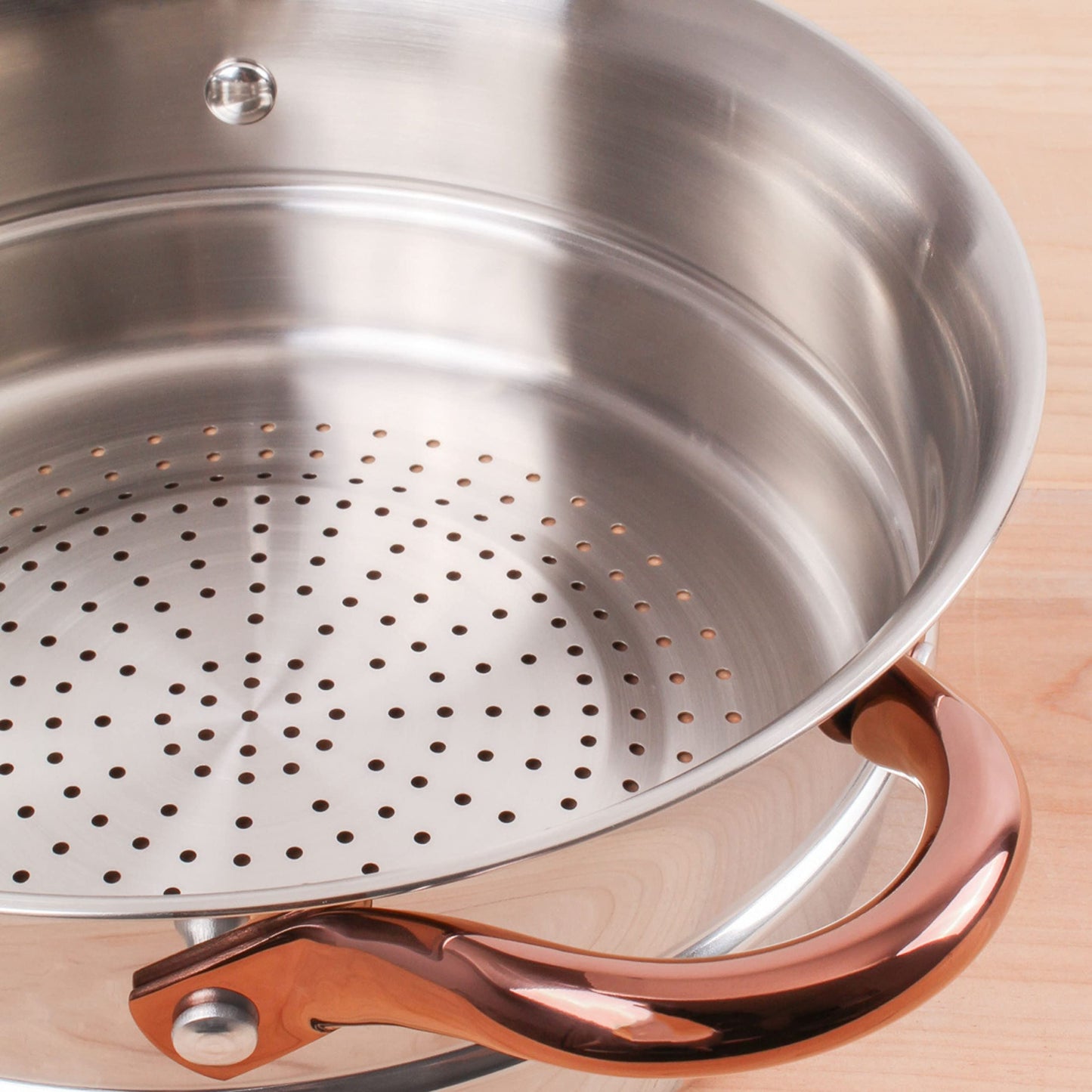 BergHOFF Ouro Gold 18/10 Stainless Steel 17Pc Cookware Set With Lids, 11Pc Induction Pots and Pans and 6Pc Bamboo Cooking Utensils Set PFOA-free, Rose Gold Handles