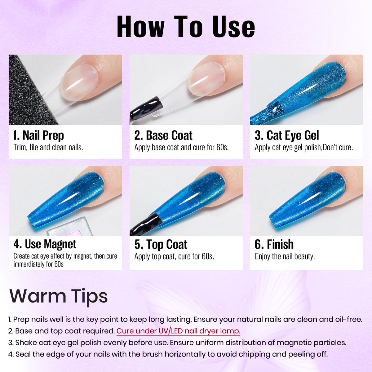 MIZHSE Cat Eye Gel Nail Polish, Neon Magnetic Gel Polish with Magnet Stick, Summer Colors Hot Pink Green Soak Off Nail Art Manicure Salon Home DIY Gift for women
