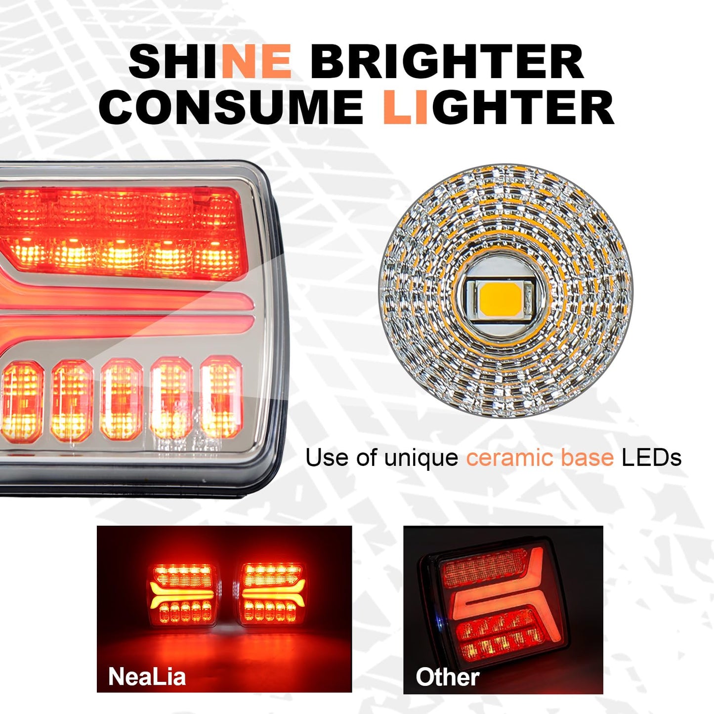 NeaLia Magnetic Wireless Trailer Lights, Rechargeable LED Trailer Light for Towing Truck, Waterproof Tail Tow Lights Kit for RV Camper Boat Caravan, Portable Turn Signal Brake Running Stop Amber