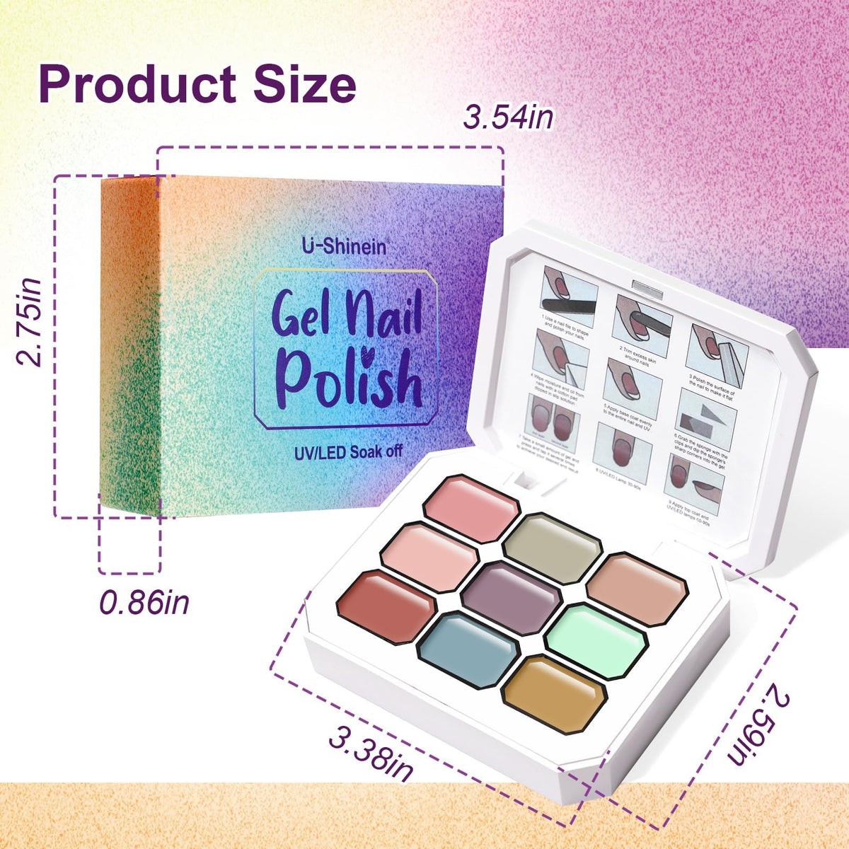 U-Shinein Gradient Painting Gel, 9 Colors Ombre Gel Nail Polish for Pigment Pat Nails Aura Nails French Manicure Soak Off UV Long-lasting Home Salon DIY Nail Art Monet’s Garden