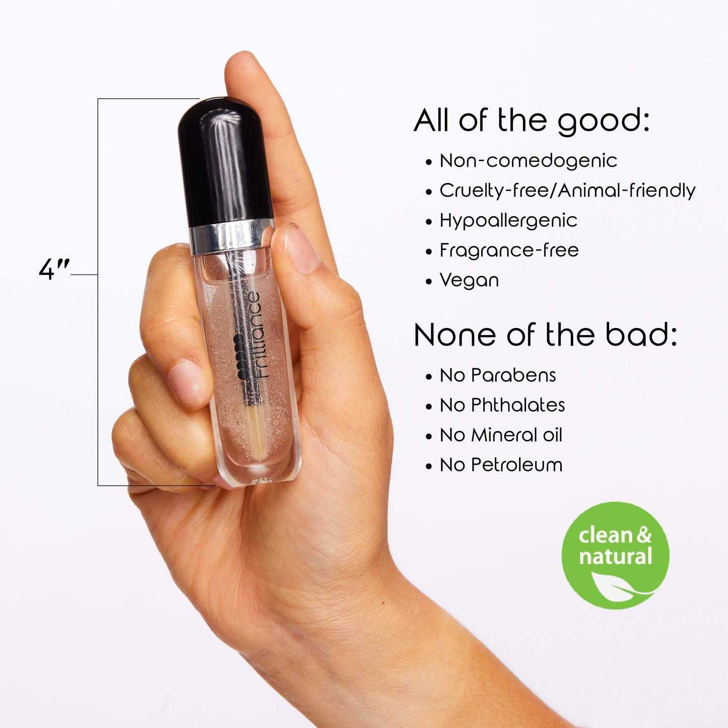 Frilliance Moisturizing Natural Crystal Clear Lip Gloss for Teens, Cruelty Free Hypoallergenic All Skin Types, 8 ml / .28 fl oz