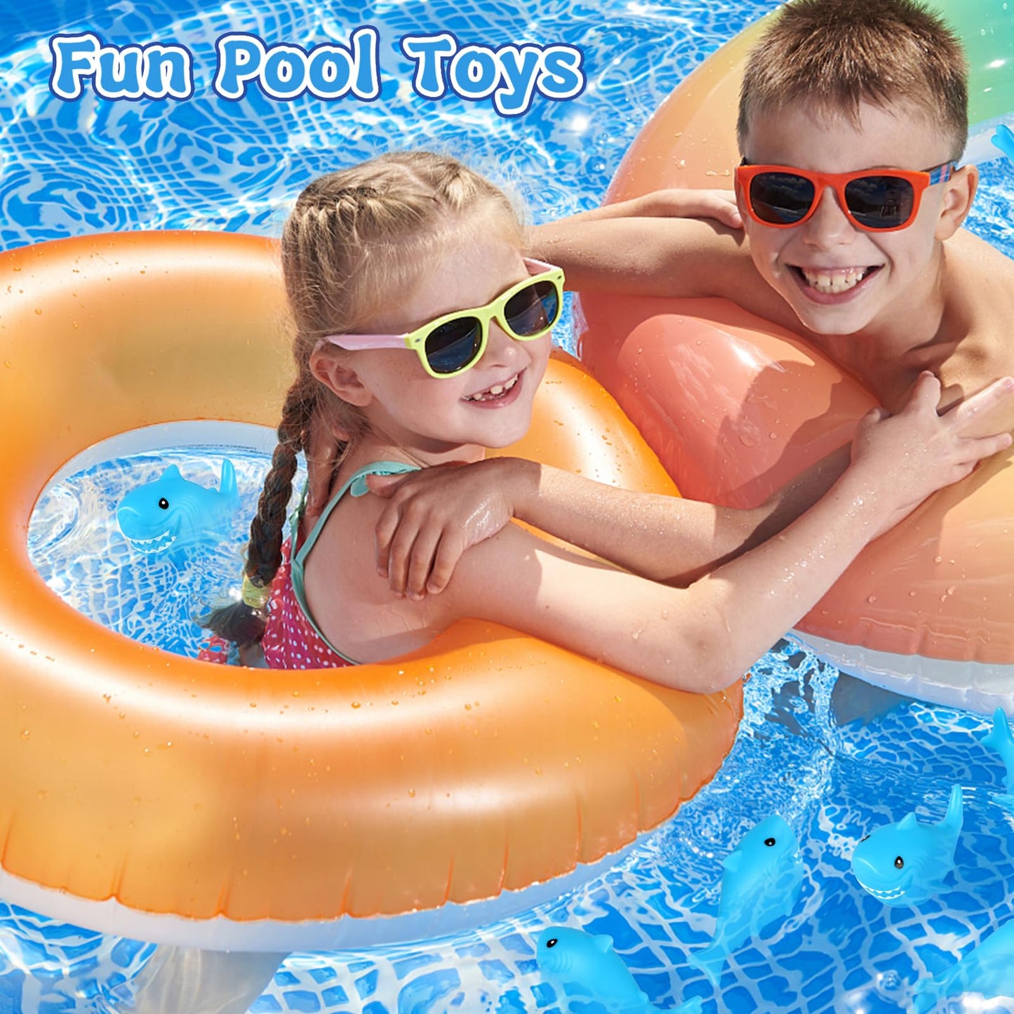 Mototo 120 Pieces Rubber Shark Toys Bulk, Cute Bath Squishy Toys Small Swimming Bathtub Pool Kids Play for Shark Week Themed Box Goodie Bags Treasure Hunt Carnival Cruise Birthday Party Favor, Blue