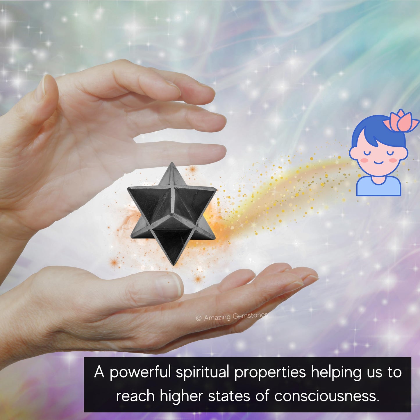 Amazing Gemstone Shungite Merkaba Crystal - 0.75 Inches Metaphysical Merkaba Star for Meditation - Energetic Tetrahedron Crystal and Healing Stones and Healing (15-20mm)