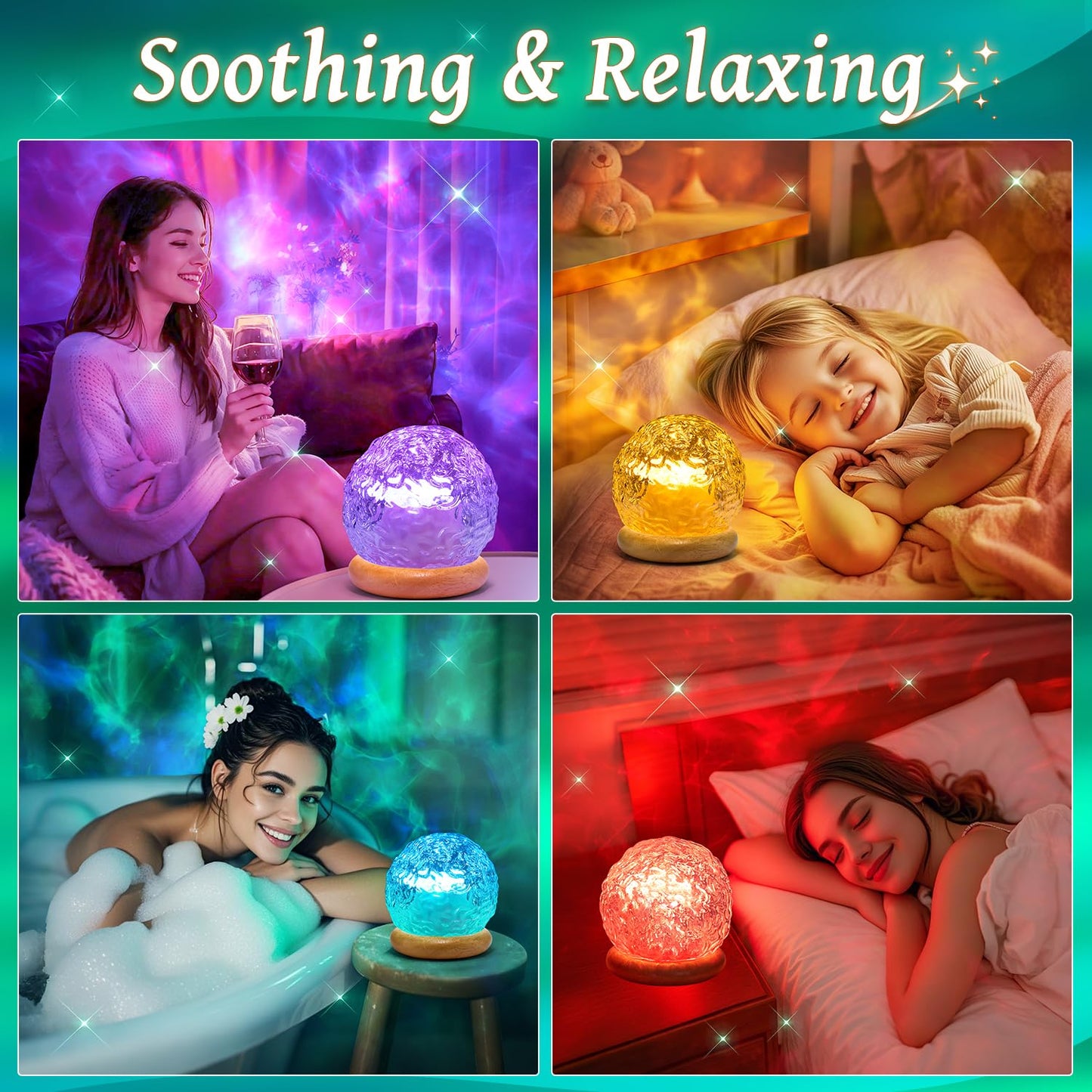 Mubarek Crystal Light Projector, 216 Modes Mood Lighting for Bedroom, Remote & USB Control Room Lights for Bedroom, Ambient Lighting Aesthetic Room Decor for Teen Girls Gifts, Christmas Gifts for Kids