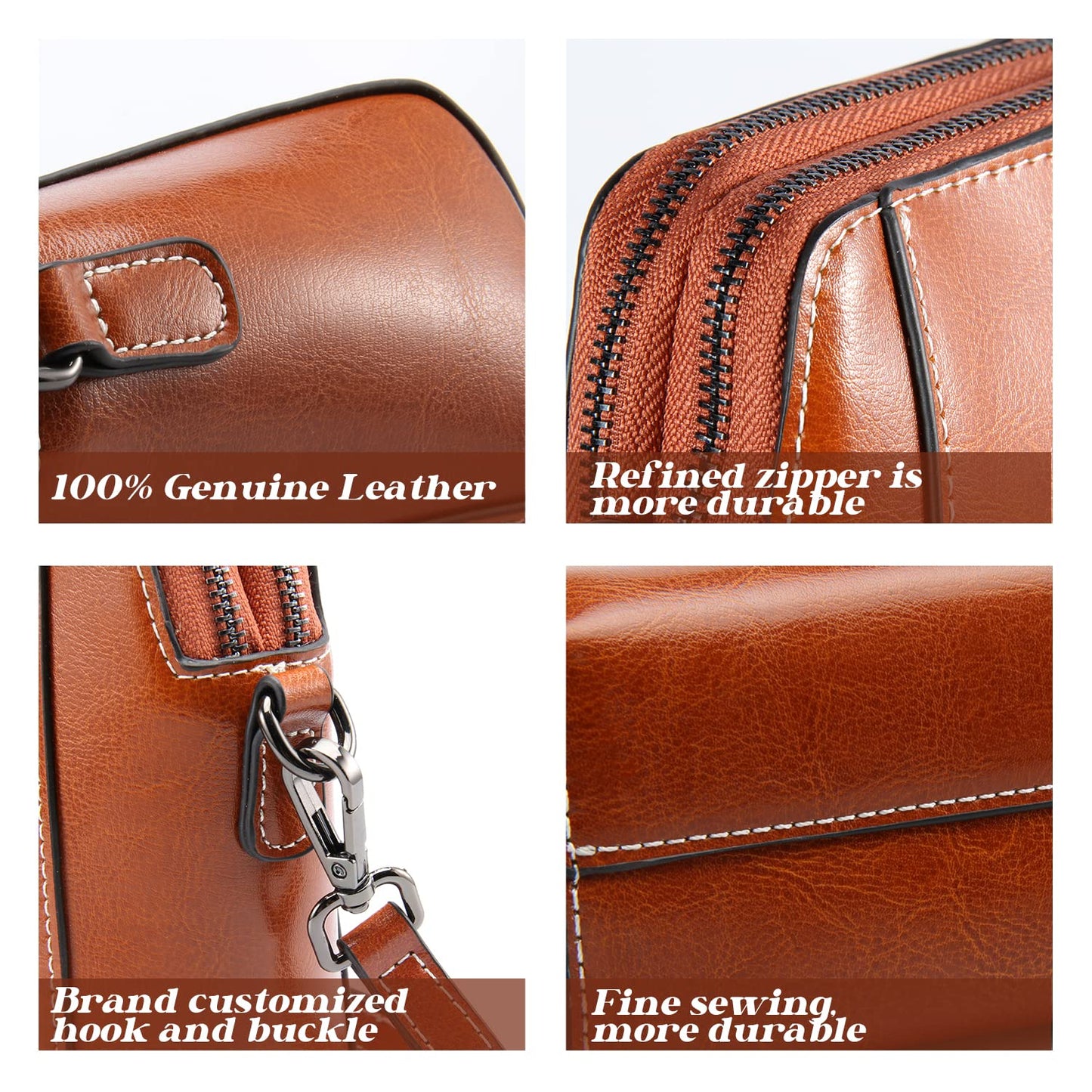 Plinvo Designer Small Leather Crossbody Purse, Soft Shoulder Handbag for Women & Gift (Brown)