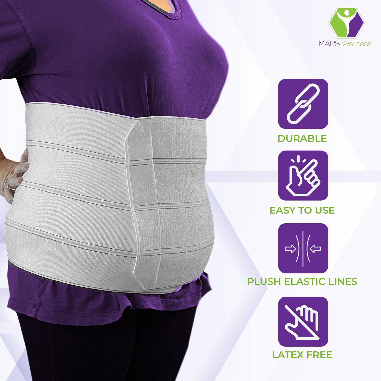 MARS WELLNESS Premium Plus Size Bariatric Abdominal Binder - 12" 4 Section/Panel - Bariatric Binder Abdominal Brace for Men or Women - Fits Waist Sizes 55"" - 72"""
