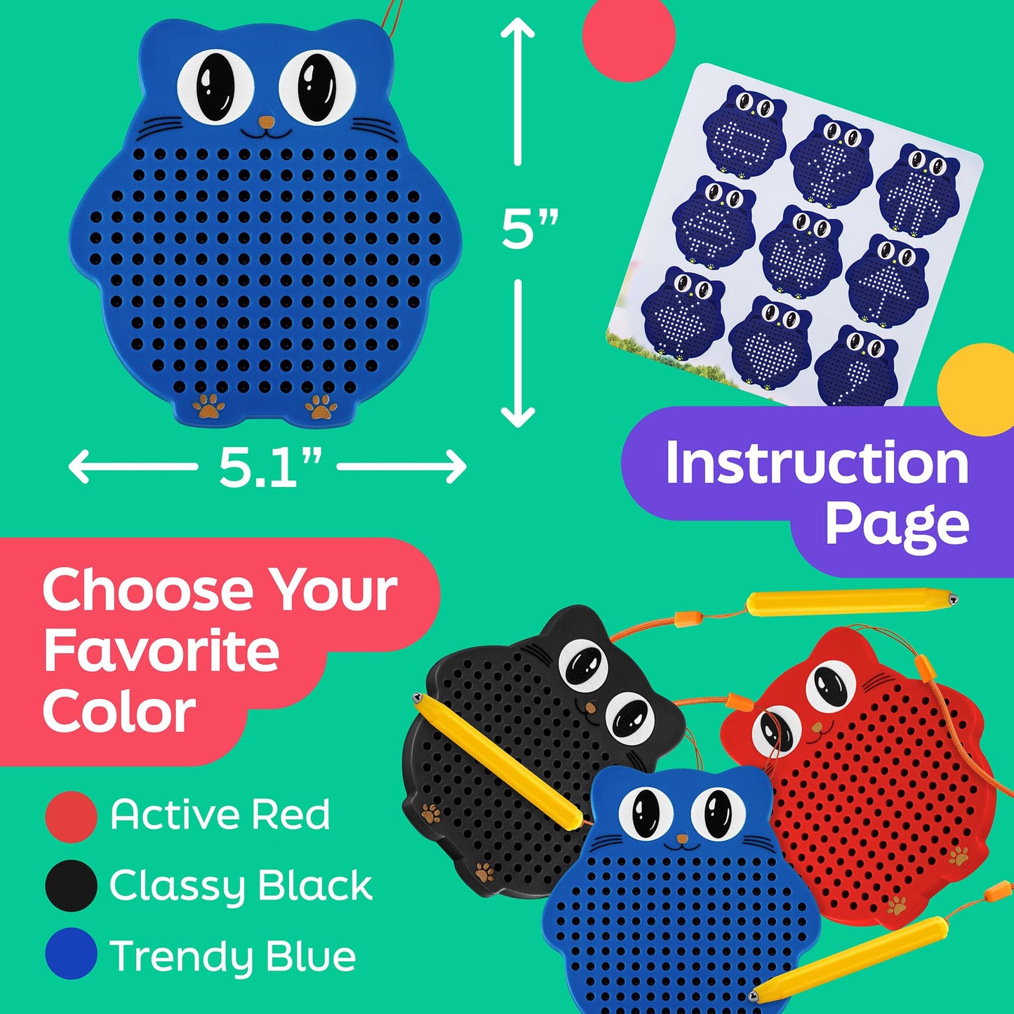 AYNAT FUN Magnetic Drawing Board for Kids & Toddlers with Beads and Magnet Stylus Pen - Magnetic Travel Toy for Airplane & Car Ride Activities for Kids