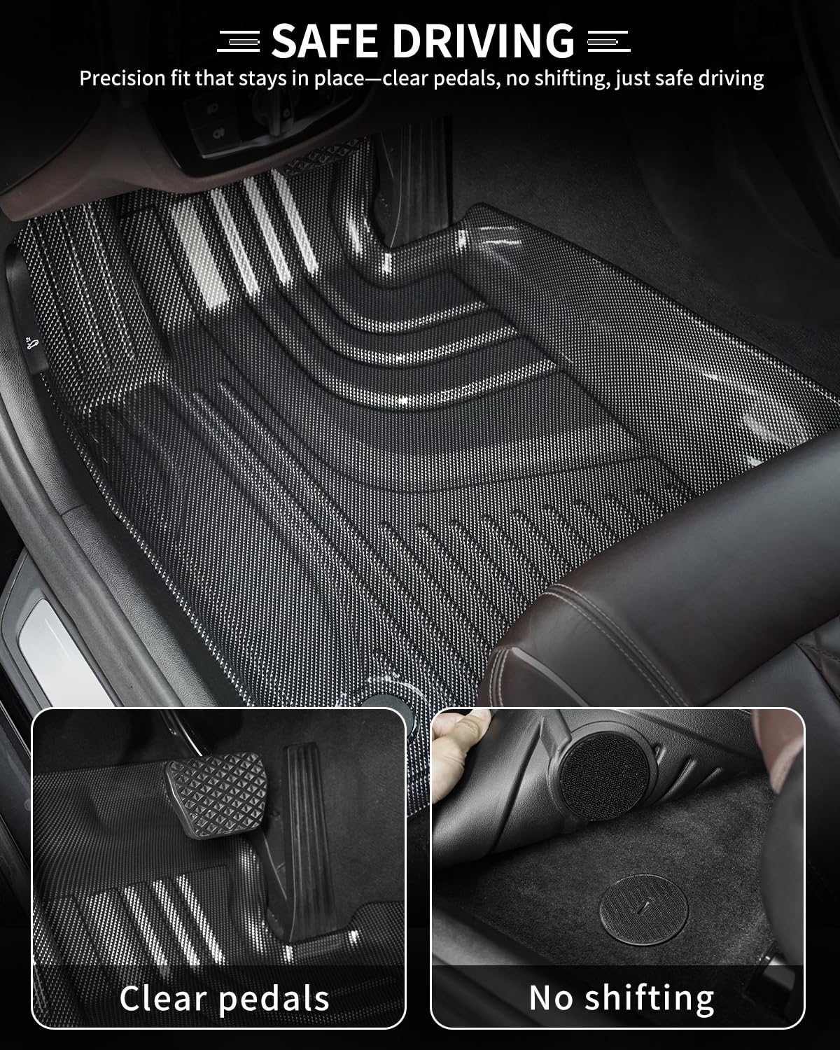 Floor Mats Fit for 2016-2022 BMW 7 Series (G12): 740i, 750i, M760i, 740e, 745e, Alpina B7 (Without Rear Executive Seats), Carbon Fiber Pattern 2 Row Custom Fit 3D Car Mats Luxury All Weather Guard