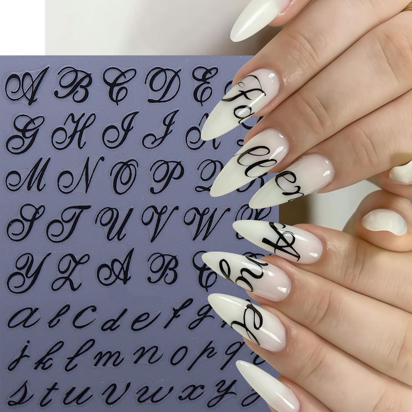 8 Sheets Letters Nail Art Stickers English Alphabet Nail Decals 3D Self-Adhesive Old English Alphabet Nail Art Stickers Black Red Gold Blue Letters Sticker for Nails for Women DIY Manicure Decoration