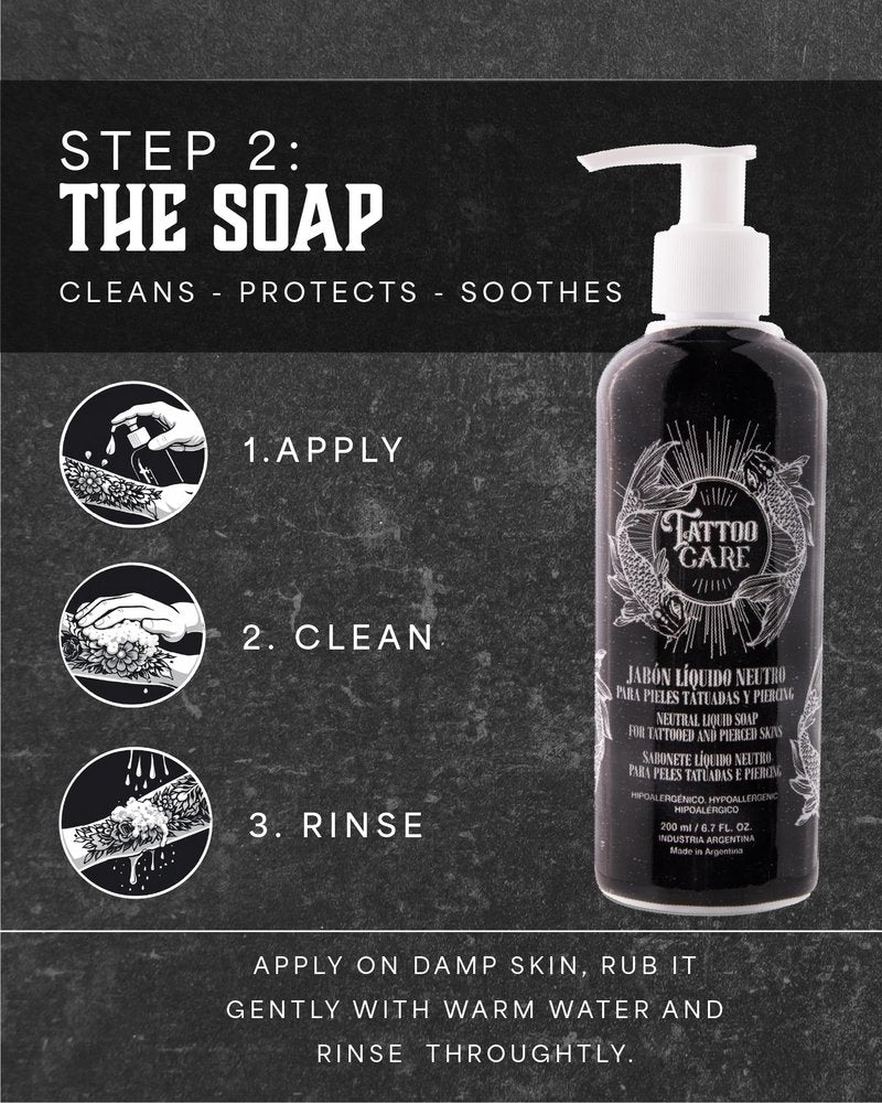 Tattoo Care Tattoo Aftercare Kit - Cream and Soap for Healing, Protecting and Brightening New and Old Tattoos - Cruelty-Free (KIT 6.7 fl OZ each)