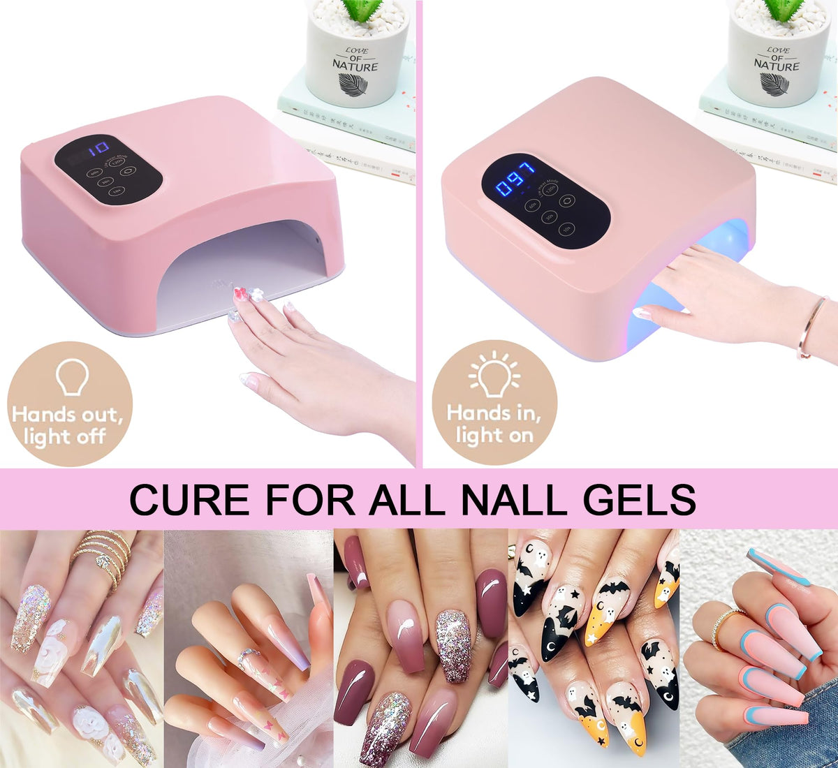 PASSHA 72W Cordless LED Nail Lamp, Rechargeable UV Nail Dryer for Gel Polish, Portable Manicure Light with 4 Timers, LCD Display, 36 LED Beads