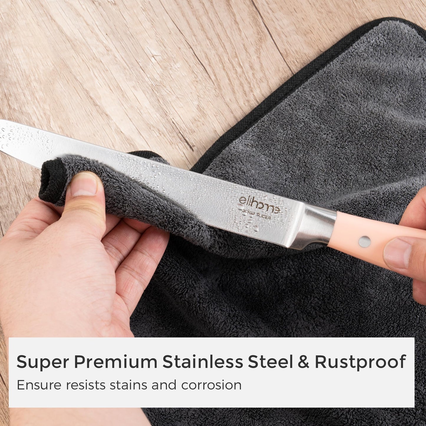 Elihome 4-piece Premium Dishwasher Safe Cutting Board Set with 5-piece Premium Stainless Colorful handle Steel Knife Set