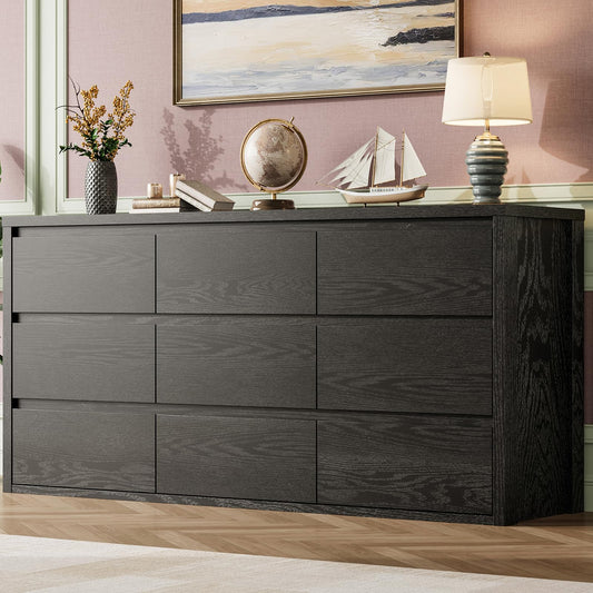 GarveeHome 9 Drawer Dresser for Bedroom, Wide Modern Chest of Drawers, Large Wood Dresser Wooden Storage Organizer for Living Room, Hallway Entryway