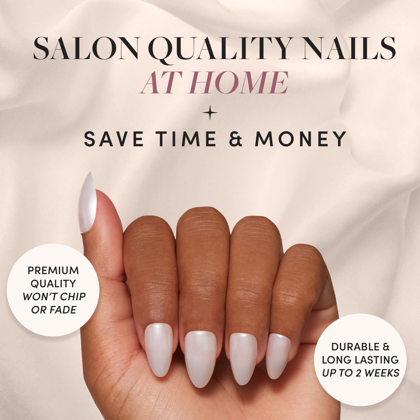 Glamnetic Press-On Nails Bundle - Azure Blue, Hailey & Fairy Dust | Bright Blue Short Round Fake Nails | Glazed Almond False Nails | Oval Beige-Pink Nails with a Metallic Finish