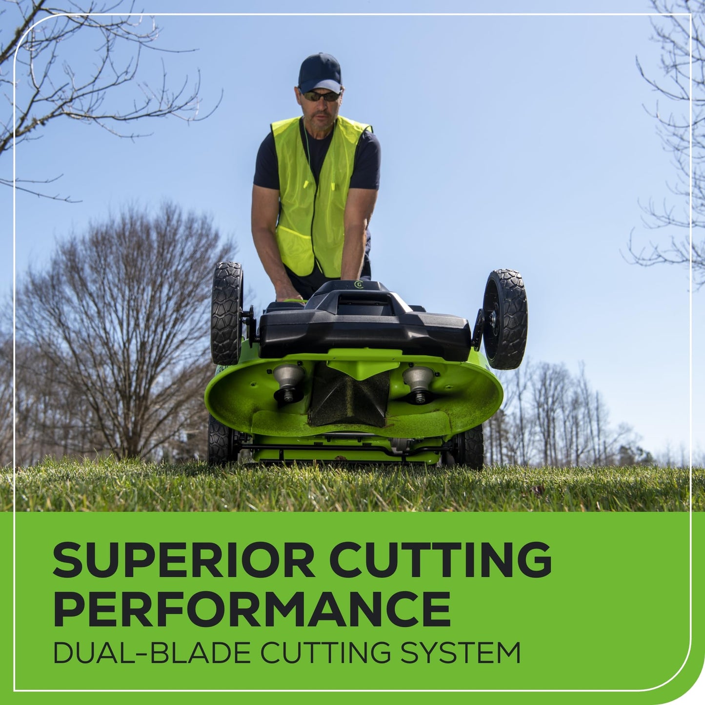 Greenworks 82V 25” Brushless (Self-Propelled) Cordless Lawn Mower, (2) 4.0Ah Batteries and Dual Port Rapid Charger (Great for Landscapers and Professionals)