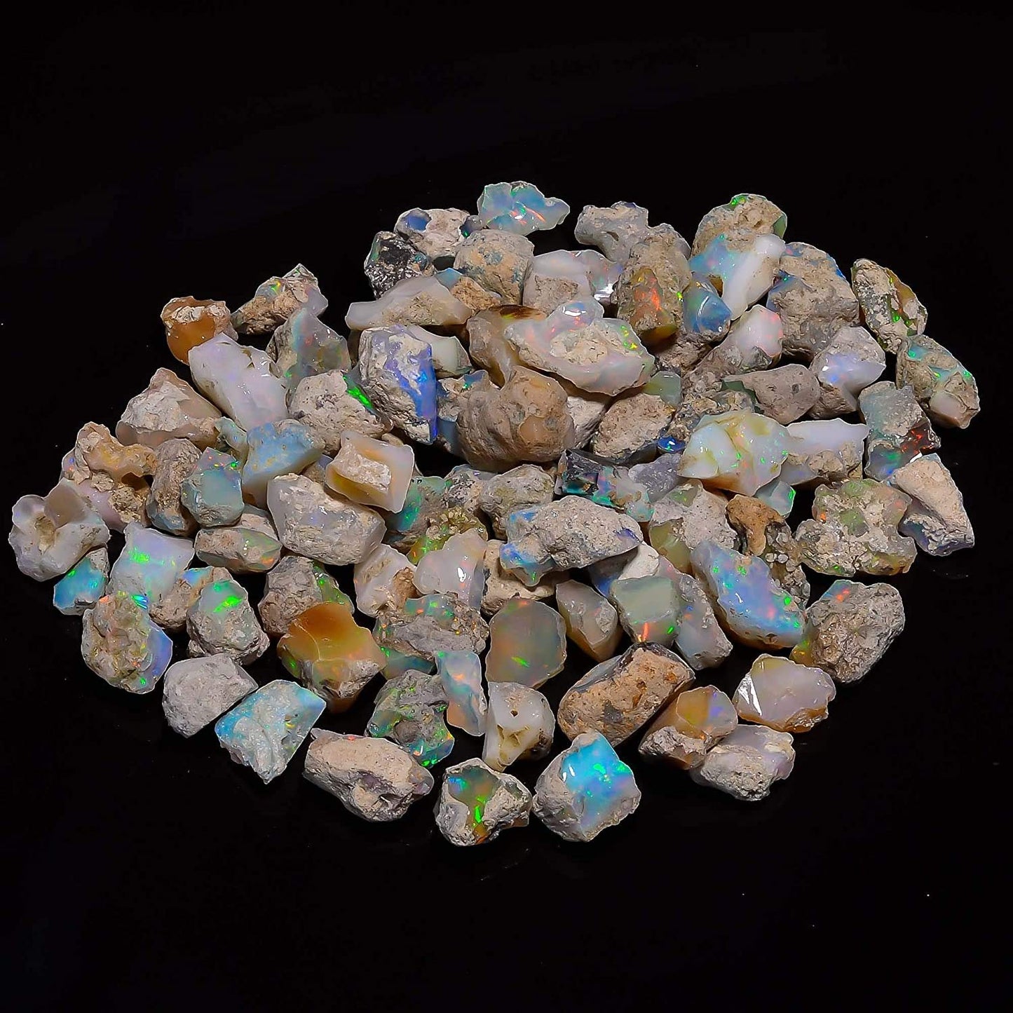 GEMKORA 100 cts Ethiopian Opal Raw, Fire Play Opal, Opal Supply, Jewelry Making Stones, DIY Crystals, Chakra Opal, Healing Opals, Birthstone, Good Luck Gemstones, Opal Rough