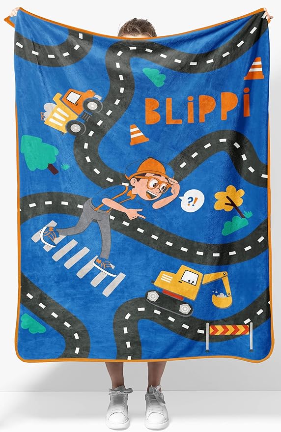 Jay Franco Kids Plush Throw Blanket â Soft & Cozy Fleece Throw for Bedroom & Couch DÃ©cor, Official Licensed Product, Blue - Blippi, 40x50 - Travel Blanket