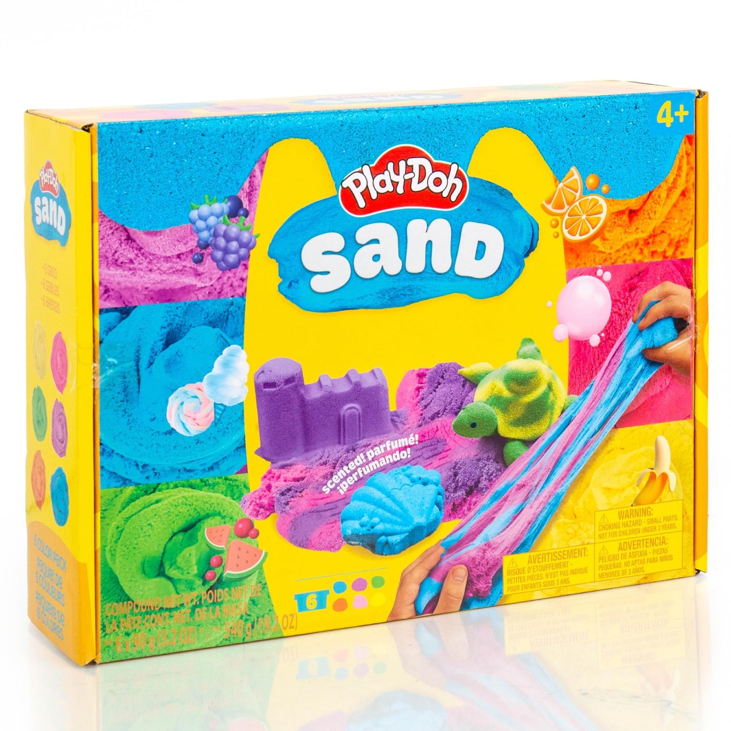 Play-Doh Sand Scented Variety Pack, 6 Colors of Play Sand, Resealable Cans, Sensory Bin Filler, Travel Toys, Fun Goodie Bag Stuffers, Toddler Party Favors, Gifts for Kids