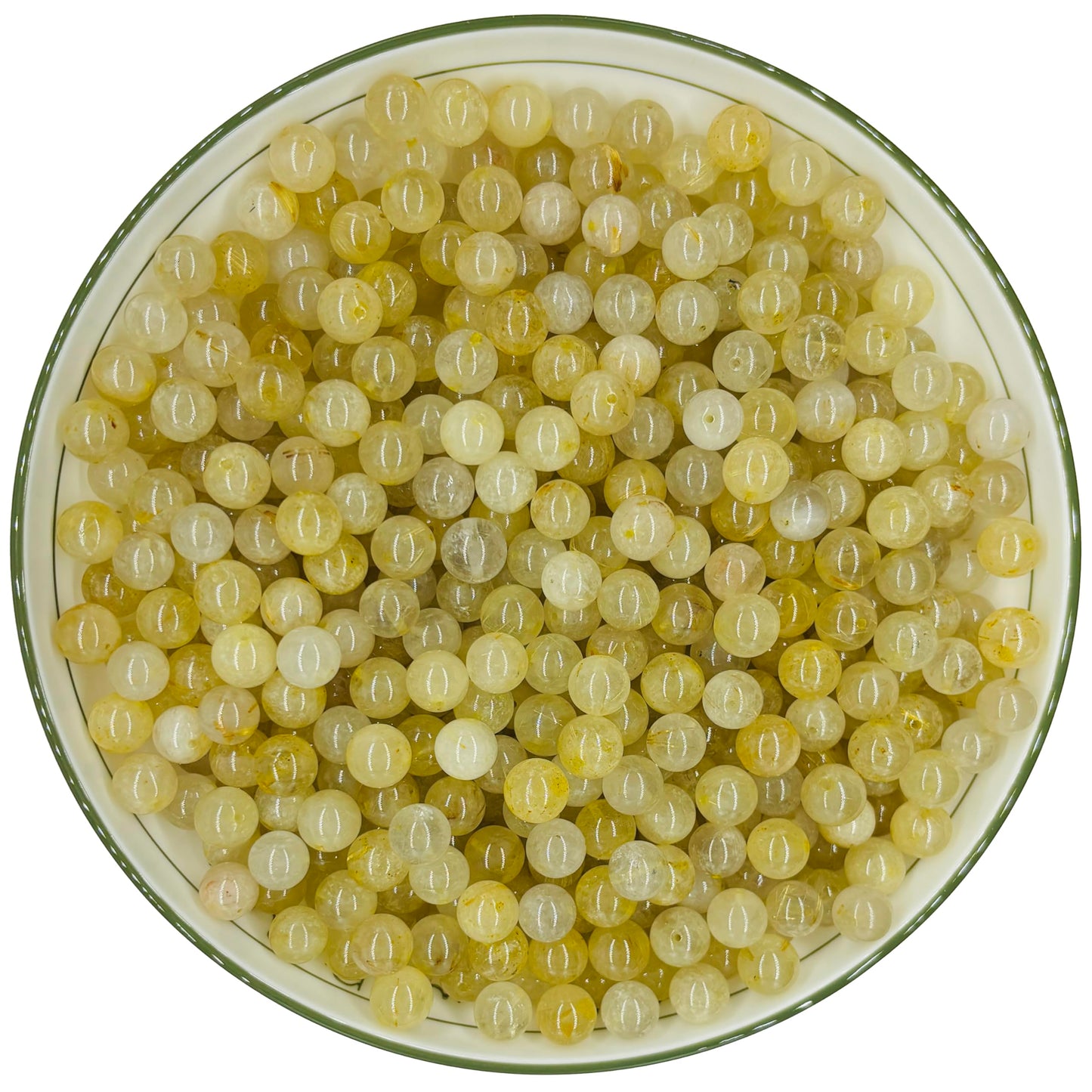 WHNKFB 6mm 100PCS Natural Frosted Gold Rutilated Quartz Round Beads, Cotton-Like Included Loose Crystal Beads for Jewelry Making Craft - 4mm 6mm 8mm 10mm Options with Free Elastic Cord