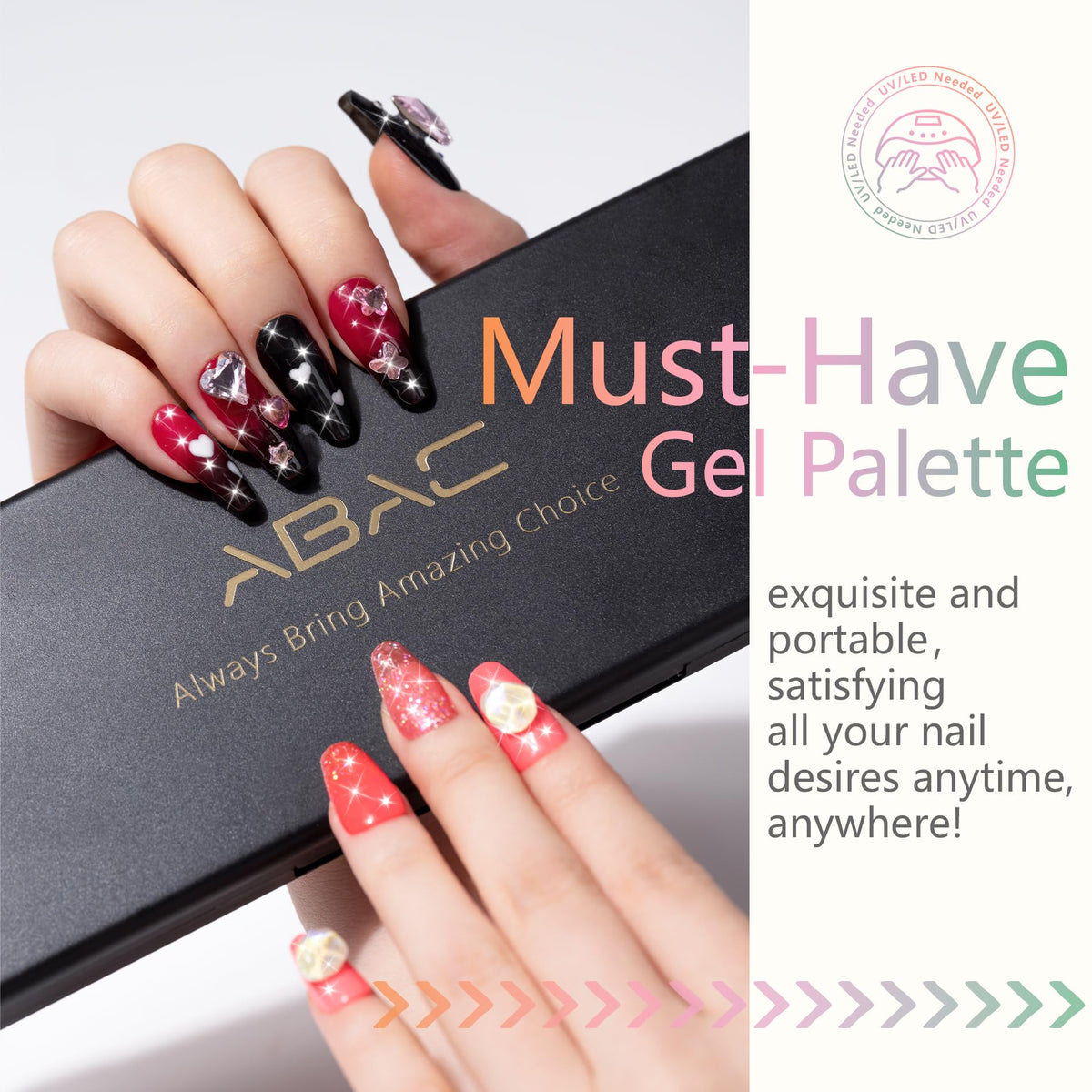 ABAC 24 Color Solid Gel Nail Polish,Ombre Gel Nail Polish,Pat Paint Nail Gel- Hema-Free No-Spill Formula w/Pro Brush Christmas NYE Party Nails,DIY Gift Set Clump-Free Shimmer