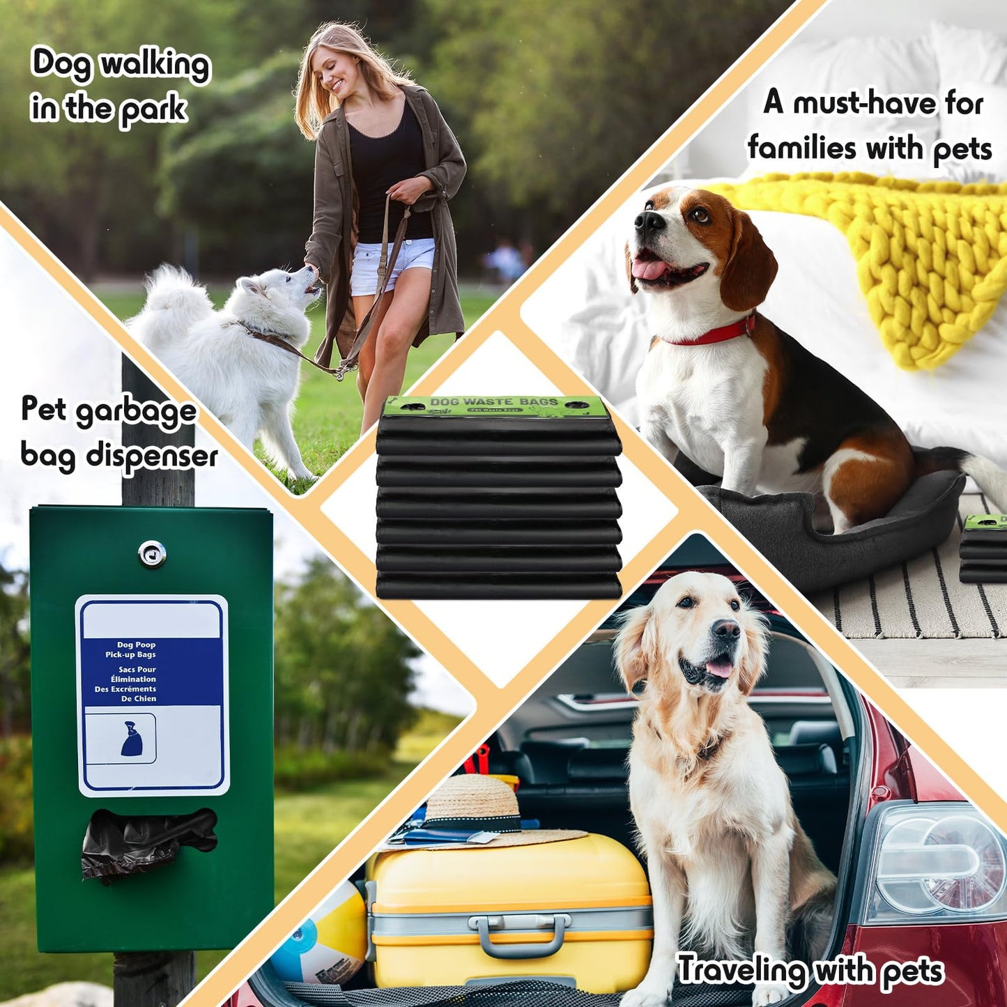 Ireer 5000 Pcs 50 Counts Pet Waste Bags Bulk, Dog Bags with Fit Hang Hole Easy Single Pull for Parks, Hoas Residential Use, Dog Waste Station, Compatible with Poop Station Dispensers (Black)
