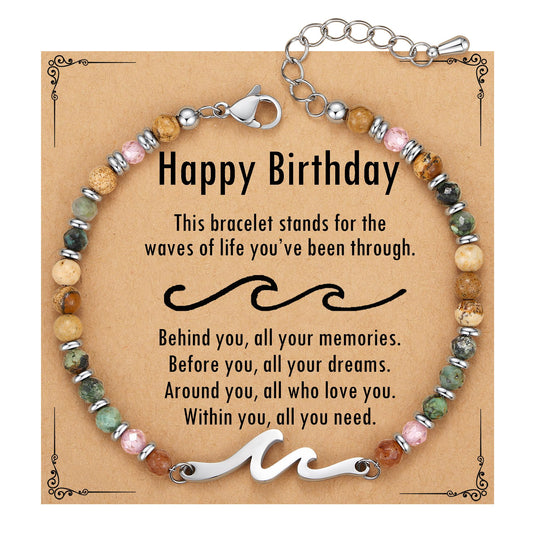 TONY & SANDY Birthday Gifts for Women, 30th 40th 50th 60th 70th 80th Birthday Gifts for Women Unique, Wave Bracelet, Happy Bday Presents for Her, Best Friend, Mom, Sister, Daughter, Wife