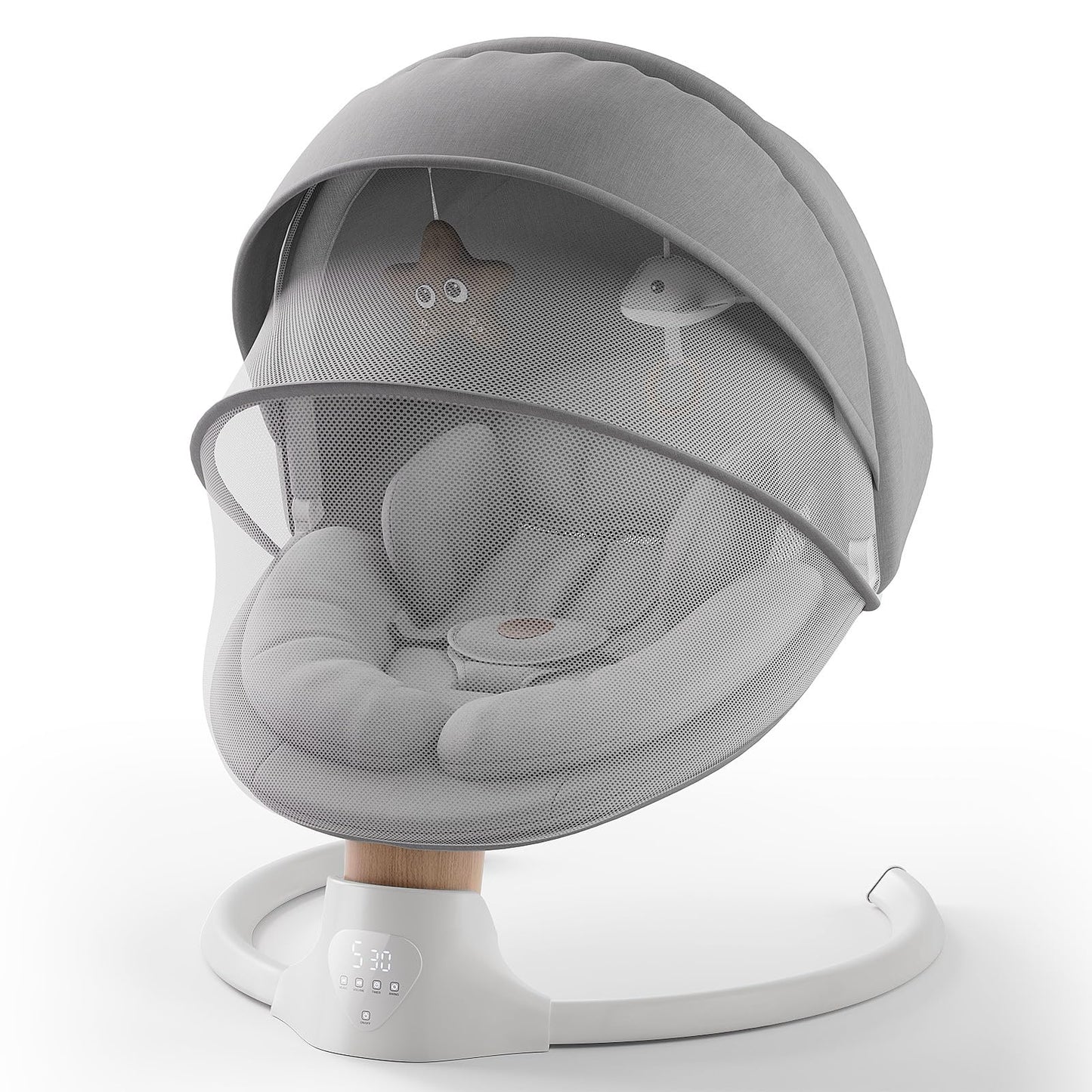 Baby Swings for Infants, FasonBaby Electric Baby Swing with Music Speaker, 5 Speeds, Remote Control and Bluetooth - Portable Infant Swing for Indoor and Outdoor (Gray)