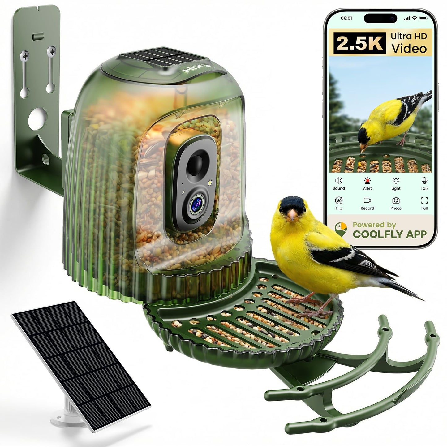 HIXX Smart Bird Feeder with 4MP Camera – Auto Capture Video, AI Bird Identification, Large Capacity & Seed Guard, Solar Powered Night Light, Live Birdwatching Camera for Lovers, Family & Friends
