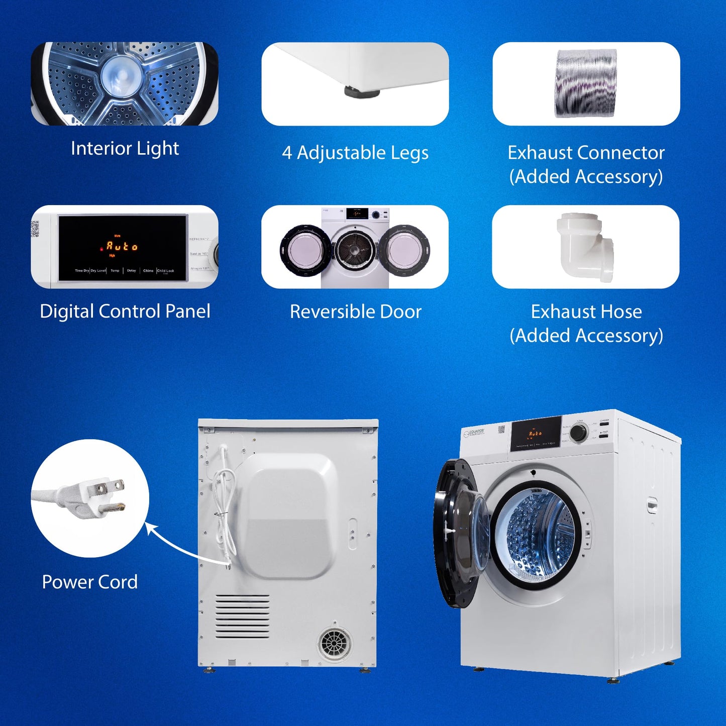 Equator Deluxe 24" VENTED Sensor Dryer 4 cu.ft Touch Control 110V DIGITAL